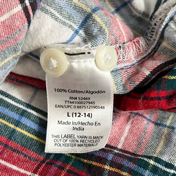 ☀️Time and Tru Red, White & Black Plaid Button-Down Shirt Long Sleeve Flannel - Picture 9 of 11